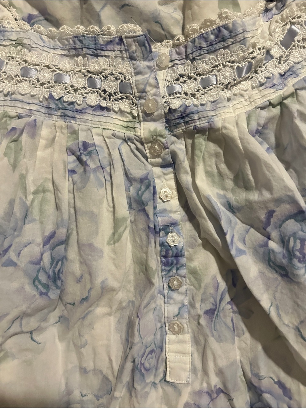 Eileen West Blue Floral - Lightweight Sleeveless night gown - Picture 3 of 6